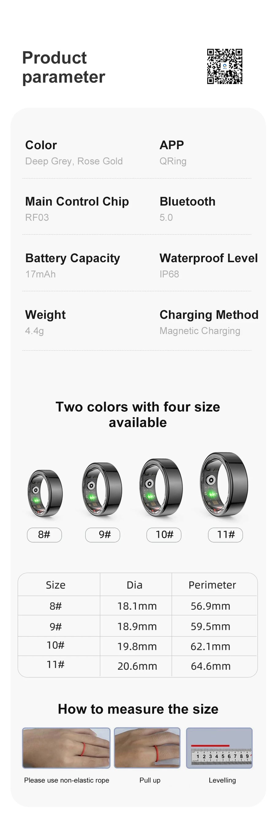 COLMI R02 Smart Ring Unissex - carregamento magnético - monitore sua saúde