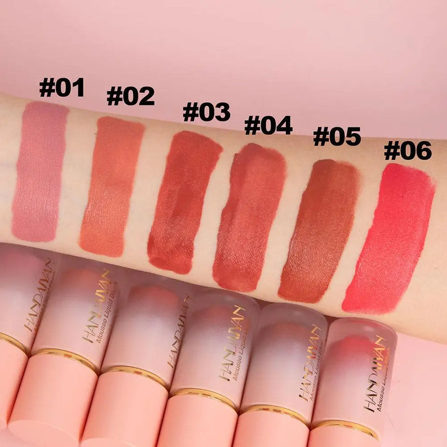 Blush Líquido Handaiyan 3 em 1,  Matte à Prova d'Água em 6 cores radiantes.